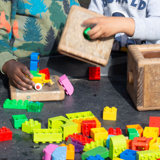 Children playing with lego