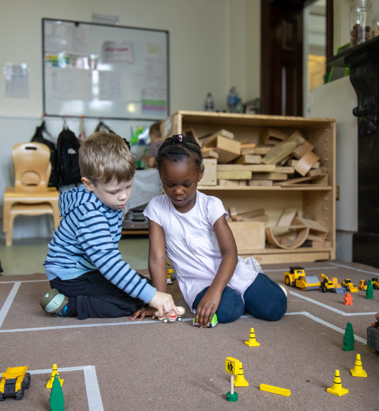 Children play with toys