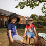 On the climbing frame at LEYF Bushy Tails Garden